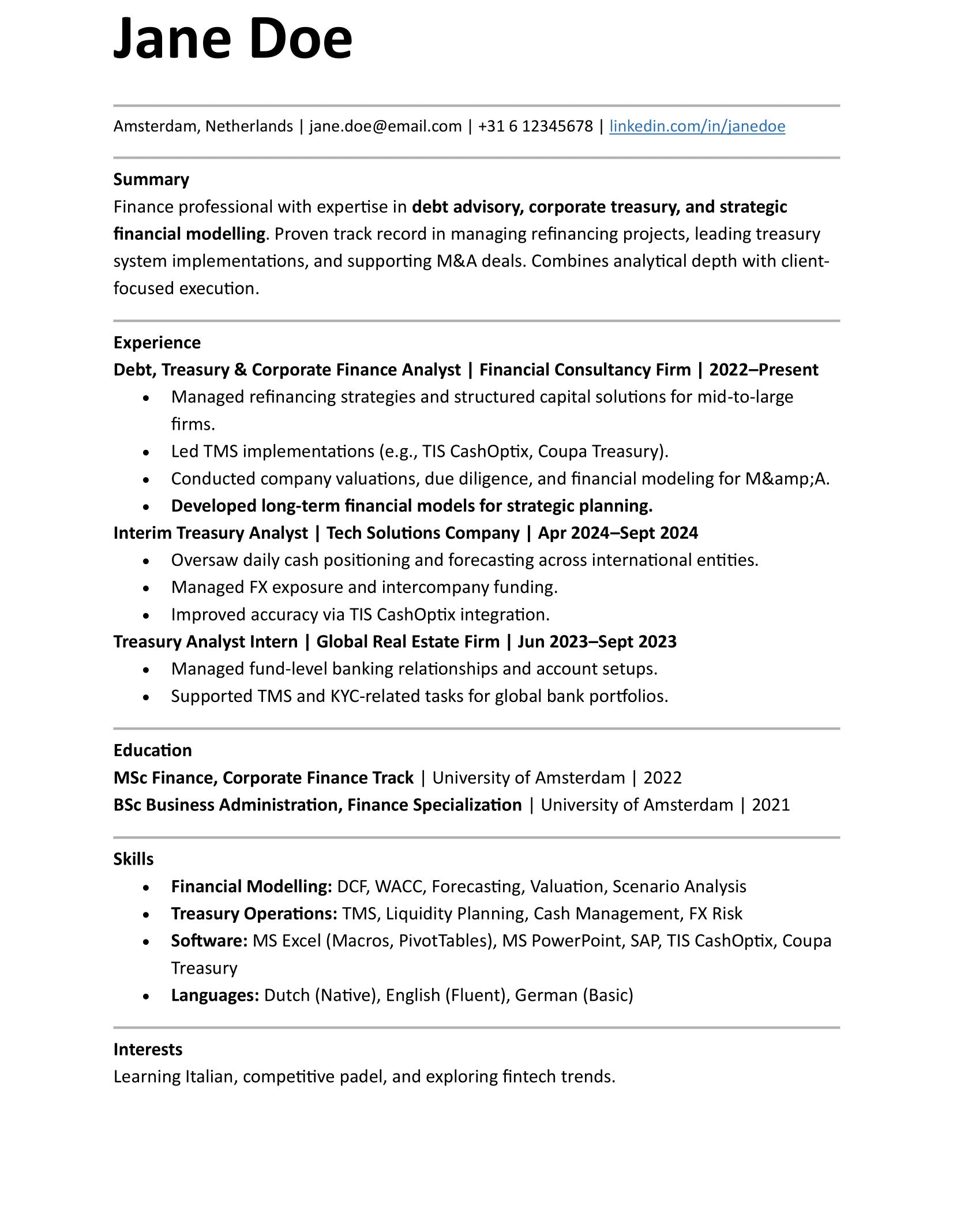 Refresh CV